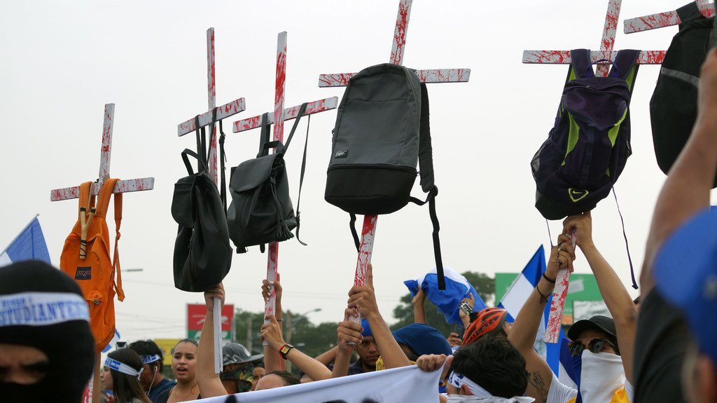 数百人走上尼加拉瓜街头，要求为暴力镇压抗议行动的受害者伸张正义。