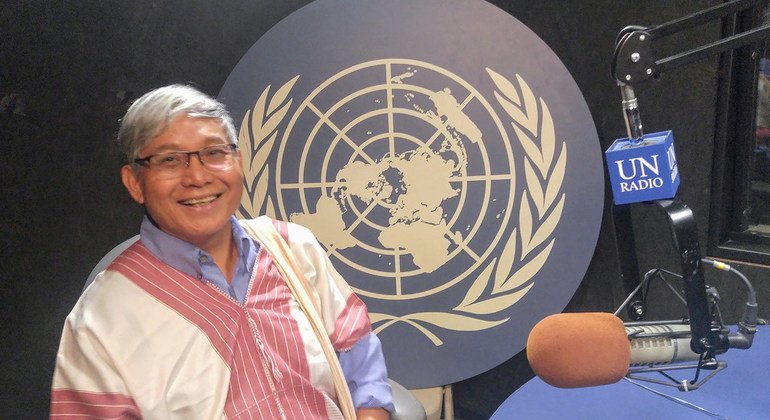 Prasert Trakansuphakon of the Sgaw Karen people at UN Headquarters in New York for the International Day of the World's Indigenous People.