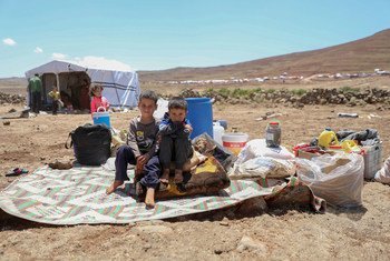 The escalating hostilities in southwest Syria endanger some 750,000 people - almost half of them children, like these boys pictured here, who have fled violence in Deraa.