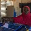 A woman voting at a polling station in Gao, north of Mali, during the run-off presidential elections elections between outgoing President Ibrahim Boubacar Keita and opposition leader Soumaila Cissé. 12 August 2018.