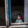Une jeune fille regarde à travers un cadre d'une fenêtre détruite près de Kaboul, en Afghanistan, en 2013. Les civils en Afghanistan subissent le choc de près de 20 ans de conflit.