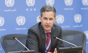 David Kaye, Special Rapporteur on the Promotion and Protection of the Right to Freedom of Opinion and Expression, at a press conference at United Nations Headquarters in New York, 25 October 2017.