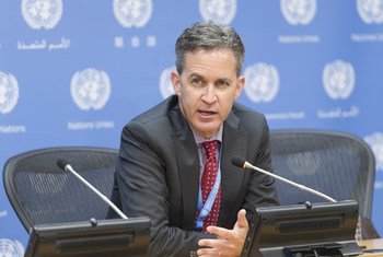 David Kaye, Special Rapporteur on the Promotion and Protection of the Right to Freedom of Opinion and Expression, at a press conference at United Nations Headquarters in New York, 25 October 2017.