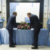 Zeid Ra’ad Al Hussein, UN High Commissioner for Human Rights and Michael Møller, Director-General of the United Nations Office at Geneva at the Commemoration ceremony of the terrorist attacks against the United Nations Mission in Baghdad and Algiers on th