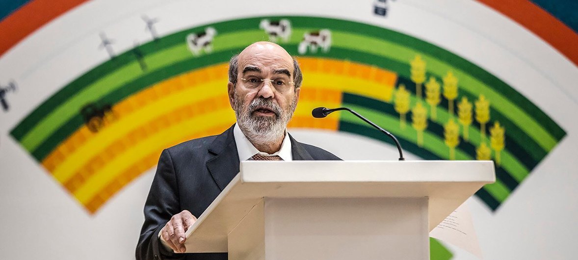 FAO Director-General Jose Graziano da Silva addressing the opening session of the regional conference on Youth Employment in Agriculture, co-organised by the Republic of Rwanda and the African Union on the 20 August, 2018 in Kigali, Rwanda.