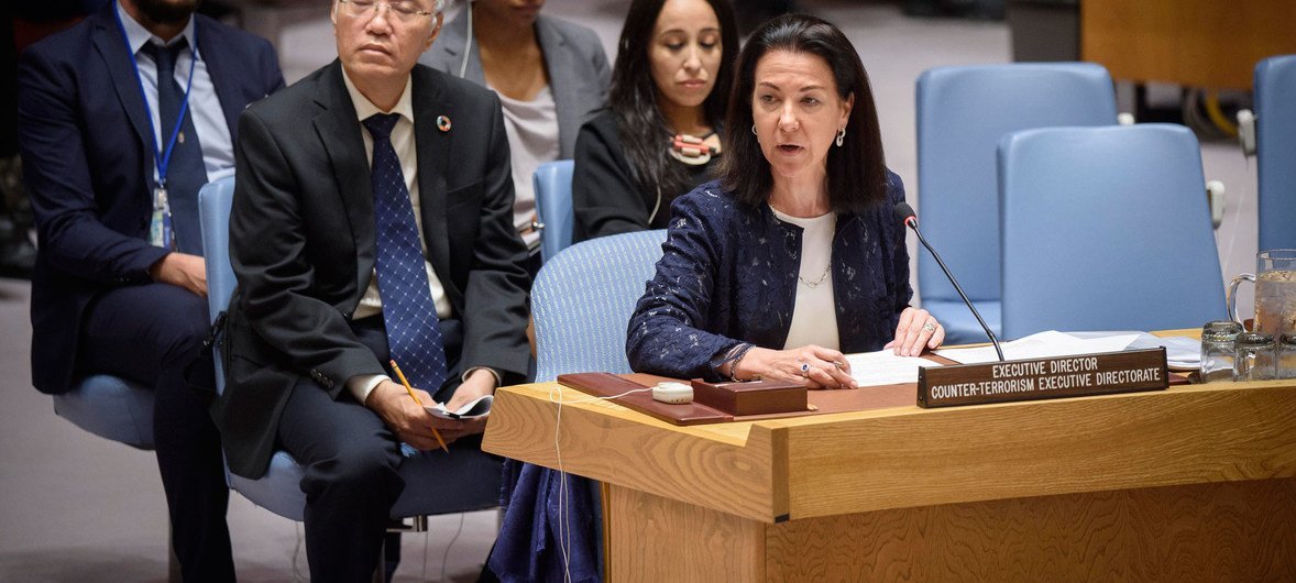 Michèle Coninsx, Directrice exécutive de la Direction exécutive contre le terrorisme (CTED), s’adresse au Conseil de sécurité.