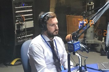 David Wells, political analysis and research unit coordinator for the United Nations Counter-Terrorism Executive Directorate, sits for an interview with UN News at United Nations Headquarters in New York, 7 August 2018.