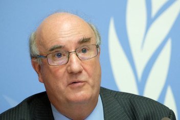 Charles Garraway, member of the Group of Eminent Experts on Yemen, at a press conference on 28 August 2018 at the United Nations Office at Geneva.