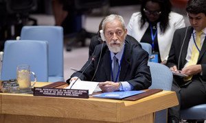 José Viegas Filho, Special Representative of the Secretary-General and Head of the UN Integrated Peacebuilding Office in Guinea-Bissau, briefs the Security Council on the situation in the country.