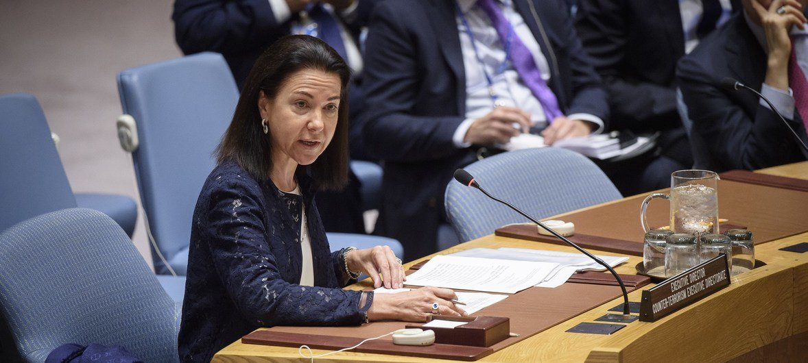 Michèle Coninsx, Executive Director of the Counter-Terrorism Executive Directorate (CTED), addresses the Security Council meeting on threats to international peace and security caused by terrorist acts.