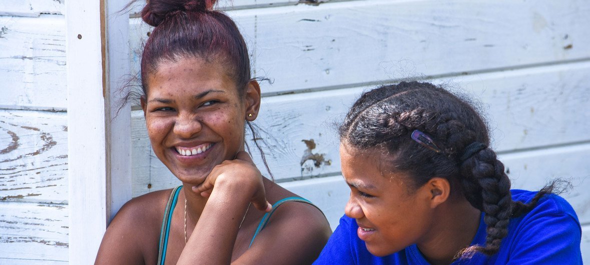 Young women from the Caribbean island of Dominica.