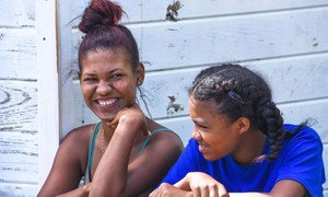 Young women from the Caribbean island of Dominica.