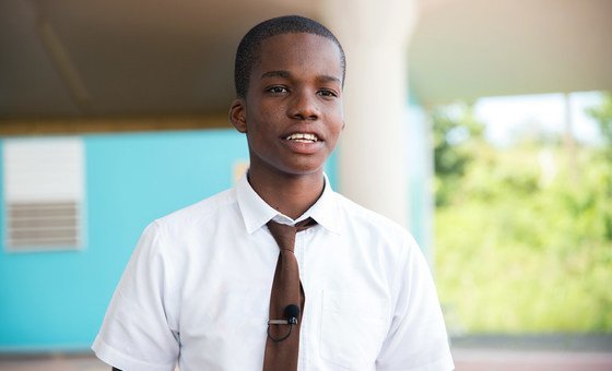 Ahijah Williams, 15, has been taking disaster risk reduction training at school in Dominica ahead of the 2018 hurricane season in the caribbean.
