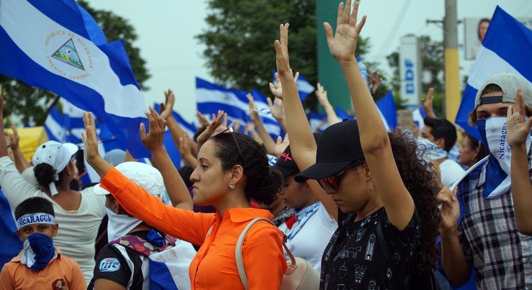 Protesta estudiantil en Managua, Nicaragua, en 2018