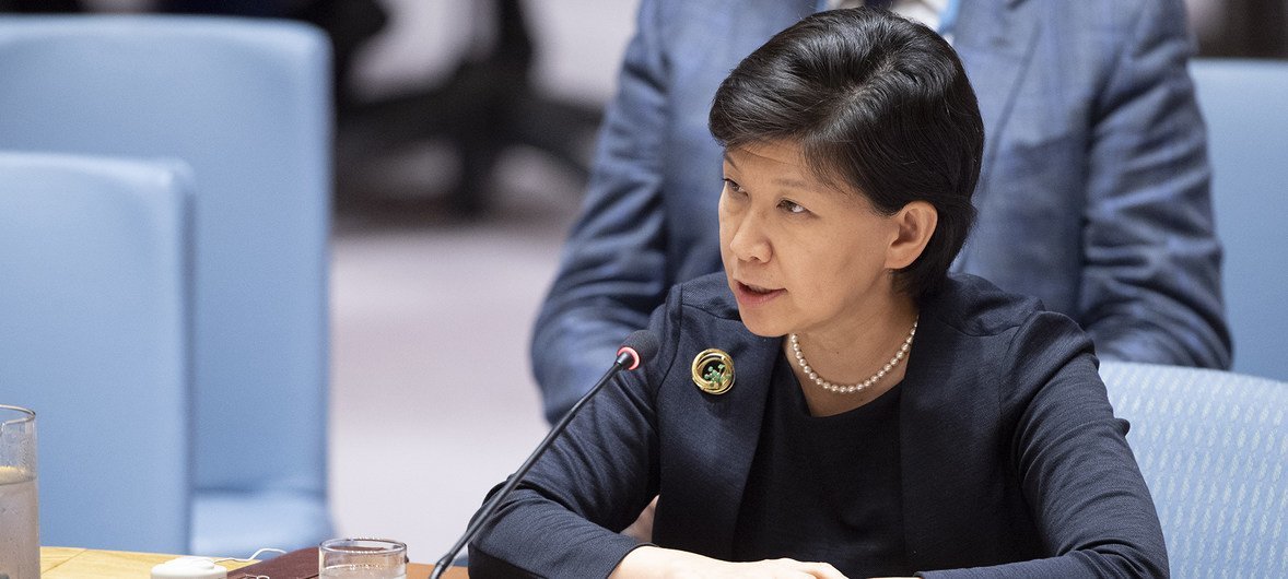 Izumi Nakamitsu, Under-Secretary-General and High Representative of the United Nations Office for Disarmament Affairs (UNODA), addresses the Security Council meeting on the situation in the Middle East (Syria).