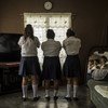 Pictured here are three girls in Progreso, Yoro, Honduras, ages 13 to 14, who are friends and victims of harassment at their school, for the purpose of sex trafficking. The person behind it is a 15 year-old student that works with a network that co-opts young girls against their will to work as prostitutes.