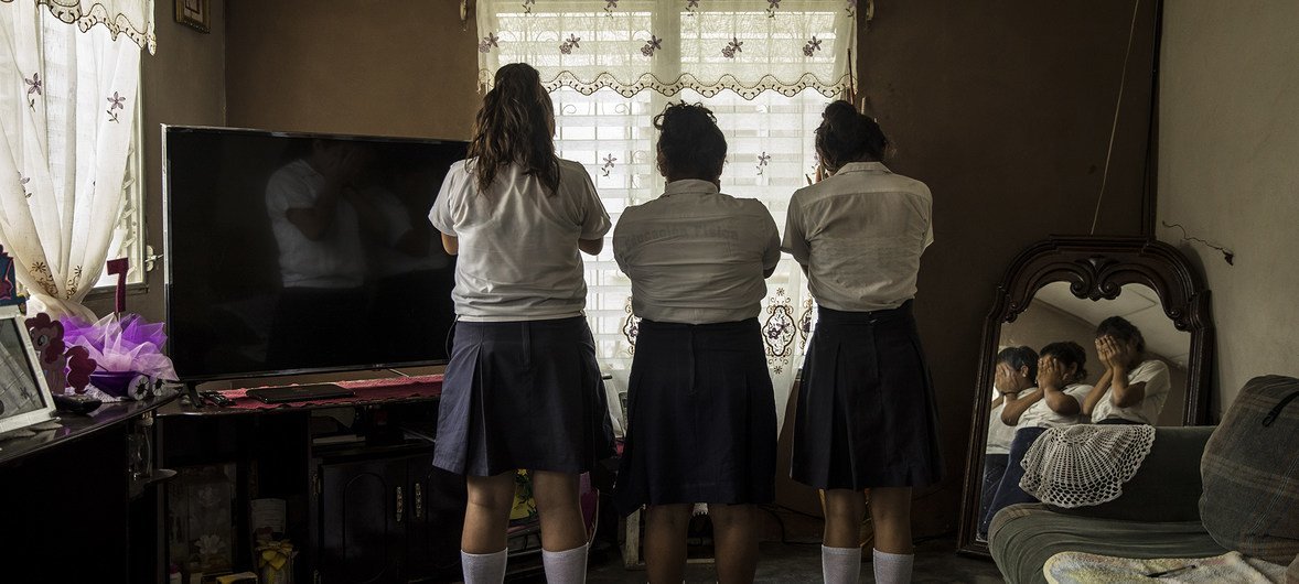 Pictured here are three girls in Progreso, Yoro, Honduras, ages 13 to 14, who are friends and victims of harassment at their school, for the purpose of sex trafficking. The person behind it is a 15 year-old student that works with a network that co-opts y