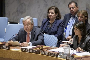Secretary-General António Guterres speaking at the Security Council