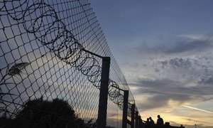 Hungary's strengthened razor wire border fence along an old railway line, to block the path of refugees and migrants. File photo, September 2015.