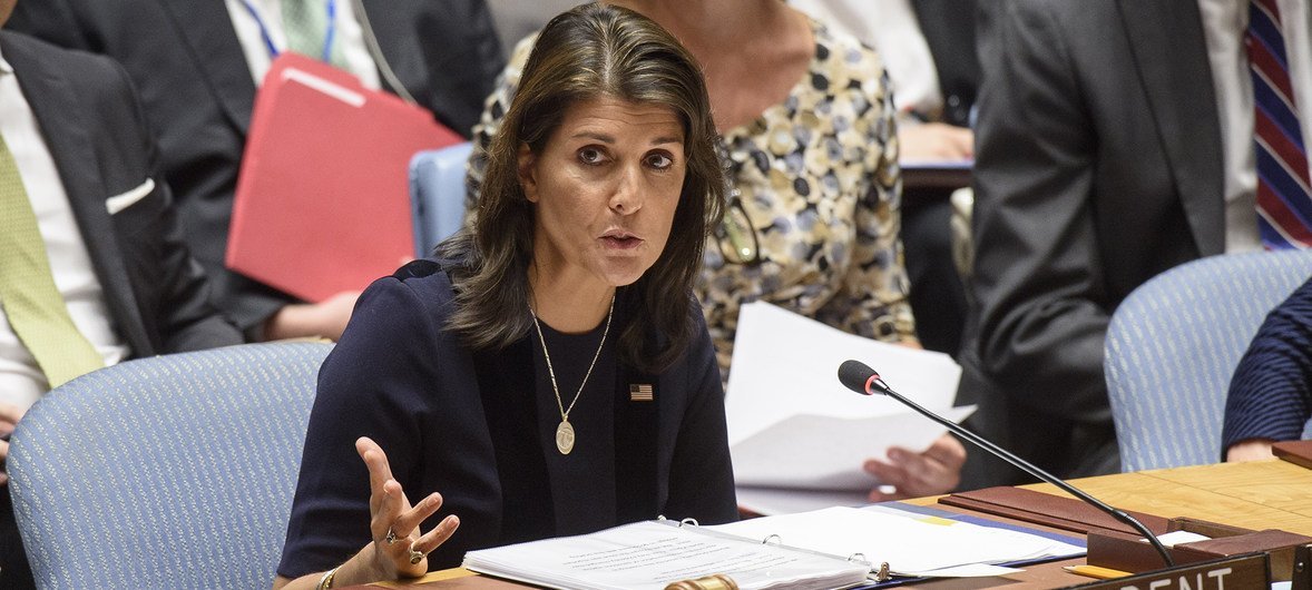 Nikki R. Haley, Permanent Representative of the United States to the UN and Security Council President for the month of September, chairs the Security Council meeting on Non-proliferation and the Democratic People’s Republic of Korea, on 17 September 2018.