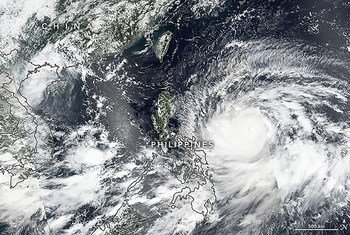 Imagem de satélite do Tufão Mangkhut, produzida em 13 de setembro de 2018. 