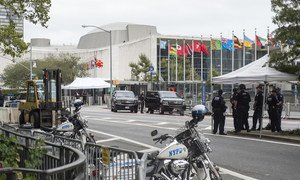 Medidas de seguridad fuera del edificio de la ONU en Nueva York durante el debate general en 2017.
