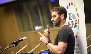 Nyle DiMarco, deaf activist, model and actor, addresses the 67th United Nations DPI/NGO Conference, held under the theme “We the Peoples…Together Finding Global Solutions for Global Problems”. The conference runs from 22-23 August.