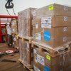 UNICEF humanitarian supplies are offloaded from a ship at the port of Hodeidah, Yemen, to address a critical food crisis for children.