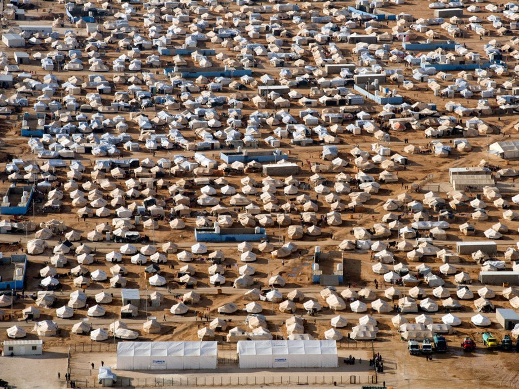 约旦的扎阿塔里（Za’atari）难民营目前收容了8万逃离战火的叙利亚难民。