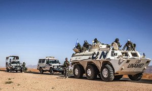 Escorted team from UNAMID’s Governance and Community Stabilization Section is pictured on its way to Birka area, North Darfur, to conduct a peace conference for farmers and herders, on 2 February 2018.