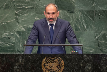 Премьер-министр Армении Никол Пашинян выступает на 73-й сессии Генеральной Ассамблеи ООН.