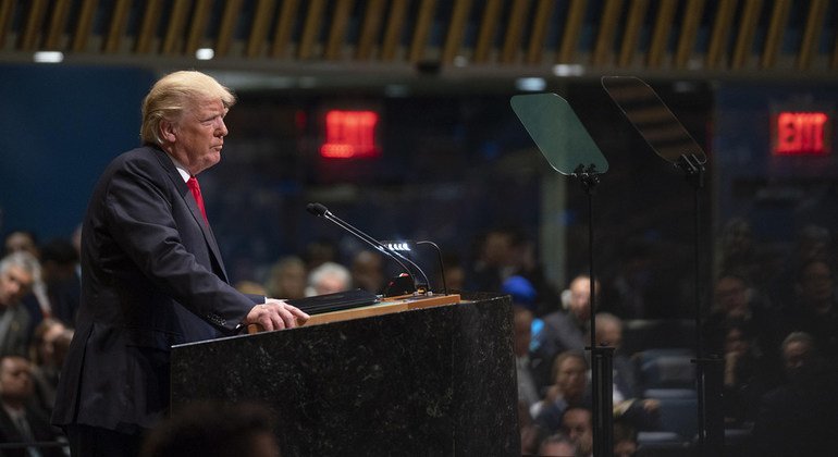 The US President Donald Trump addresses the general debate of the General Assembly on 25 September, 2018.