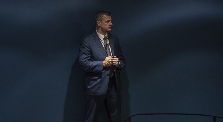 A UN close protection officer on duty at UN Headquarters at high-level week in September 2018.