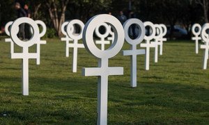 In Mexico City,  an artistic installation consisting of a number of signs of Venus, representing women, stresses the magnitude of femicidal violence. (March 2018). Femicide is too often ignored, warns UNODC's Global Study on Homicide 2019.  