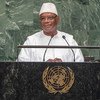 Le Président du Mali, Ibrahim Boubacar Keïta, devant l'Assemblée générale des Nations Unies.
