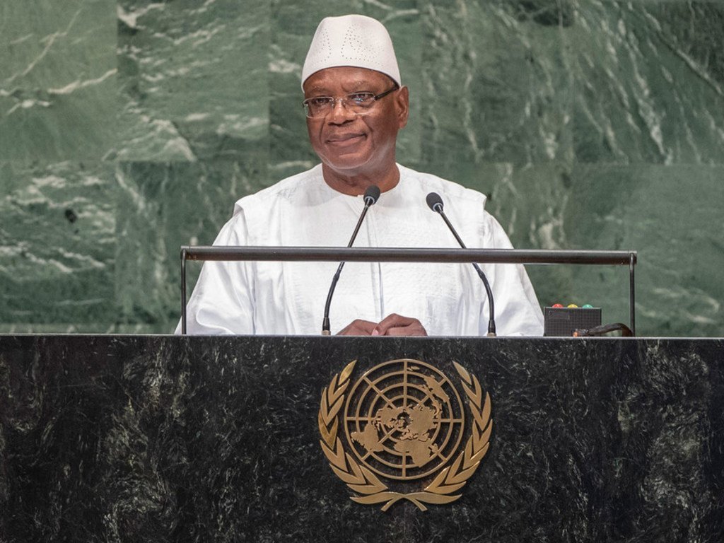 Le Président du Mali, Ibrahim Boubacar Keïta, devant l'Assemblée générale des Nations Unies.