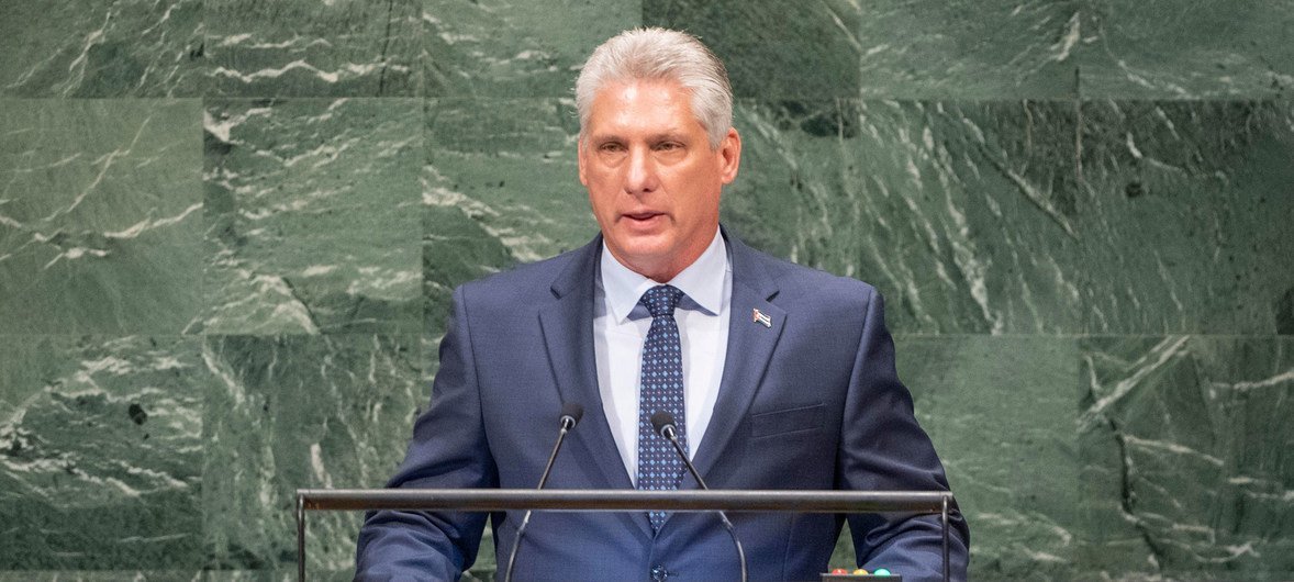 Miguel Díaz-Canel Bermúdez, Presidente del Consejo de Estado y Ministros de la República de Cuba, se dirige a la Asamblea General de las Naciones Unidas en su septuagésimo tercer período de sesiones.