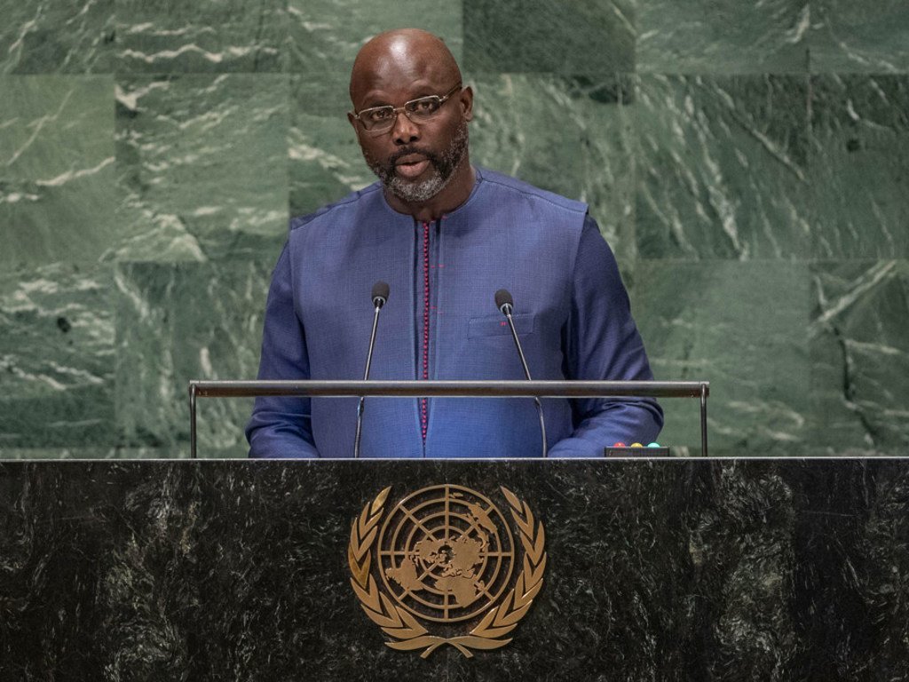 President George Manneh Weah of the Republic of Liberia addresses the seventy-third session of the United Nations General Assembly.