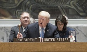 US President Donald Trump presides over a meeting of the Security Council on the non-proliferation of weapons of mass destruction on 26 September, 2018.