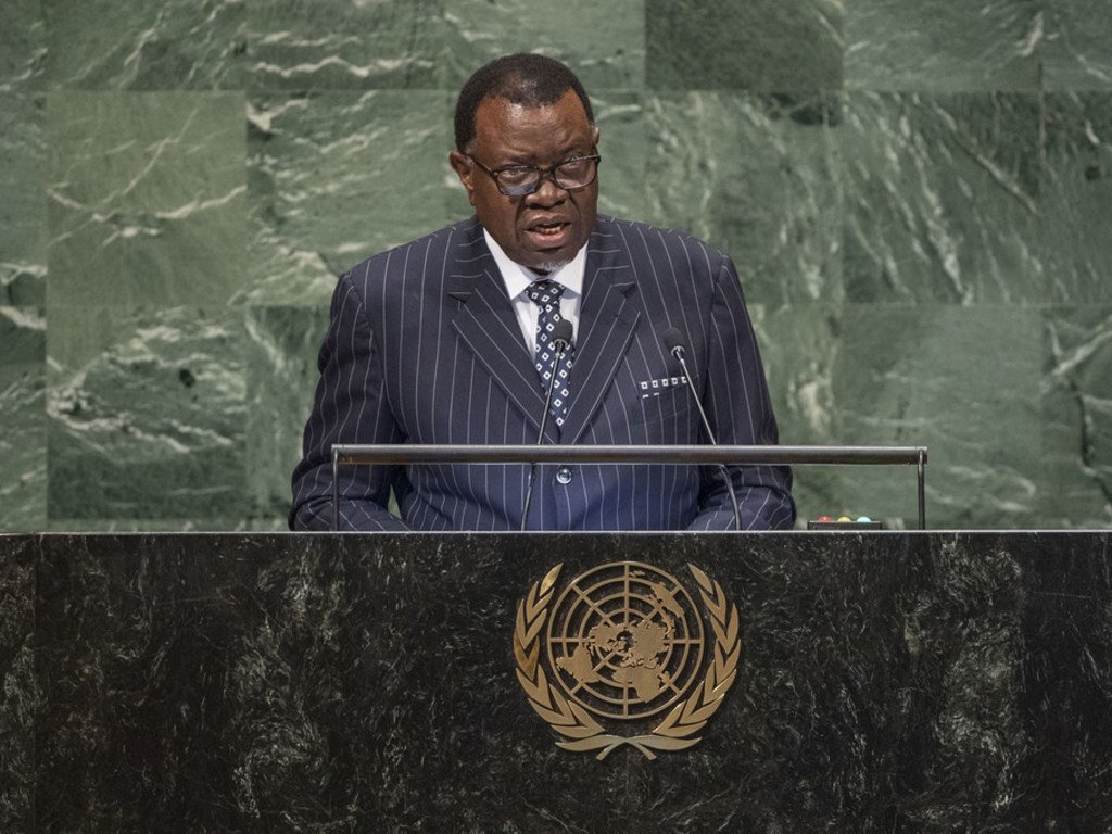 President Hage G. Geingob  of the Republic of Namibia  addresses the seventy-third session of the United Nations General Assembly.