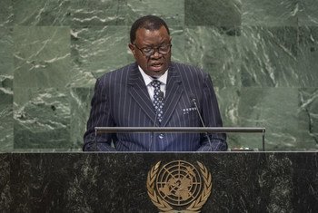 President Hage G. Geingob  of the Republic of Namibia  addresses the seventy-third session of the United Nations General Assembly.