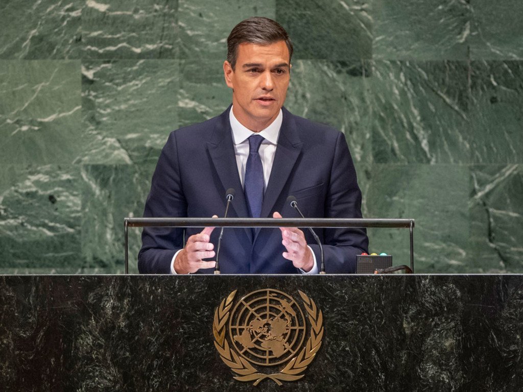 Pedro Sánchez, presidente del Gobierno de España, durante su intervención en el 73 periodo de sesiones de la Asamblea General de la ONU.