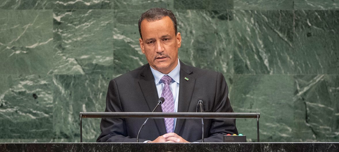 وزير خارجية موريتانيا إسماعيل ولد الشيخ أحمد يلقي كلمة بلاده في مداولات الدورة الثالثة والسبعين للجمعية العامة.
