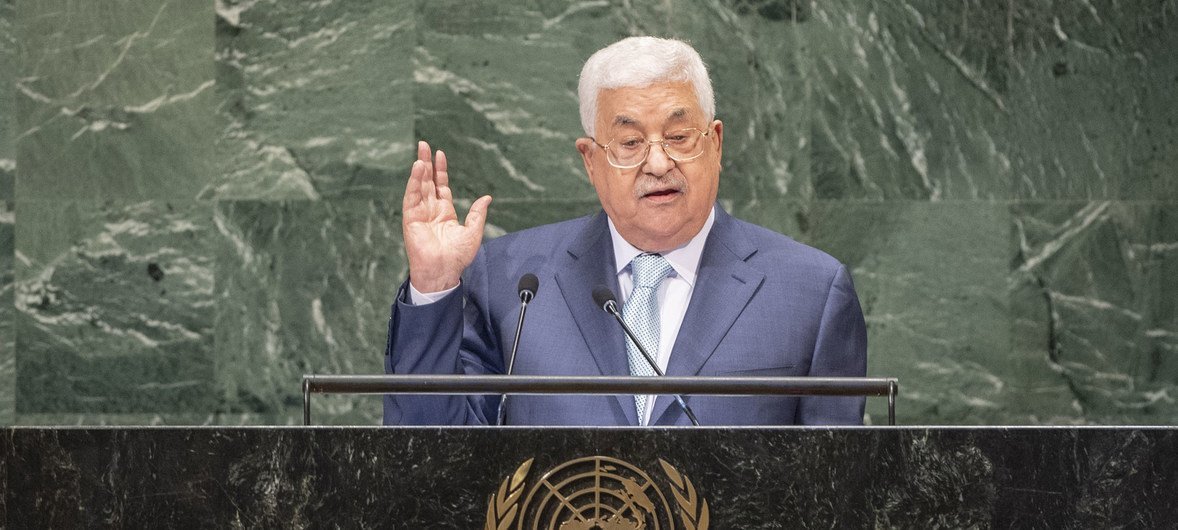 El presidente del Estado de Palestina, Mahmoud Abbas, ante la Asamblea General. 