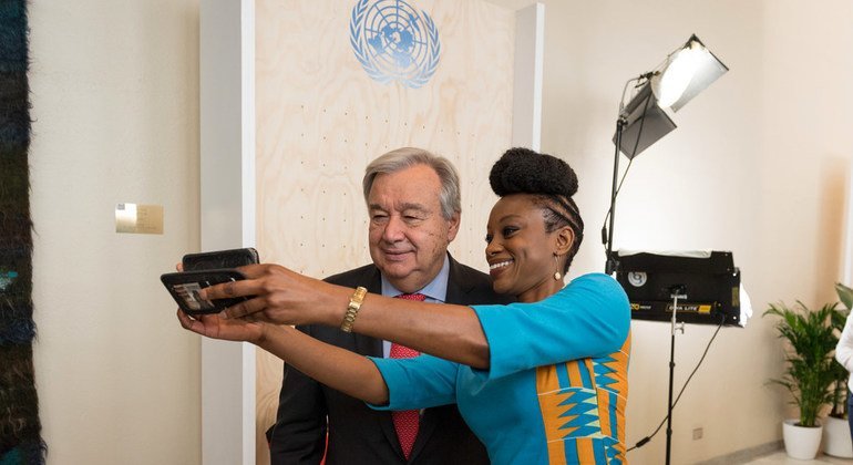 The UN Secretary-General, António Guterres, participates in a Facebook Live session with  Femi Oke, television presenter and journalist on 23 September 2018.