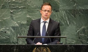 Foreign Minister Péter Szijjártó of Hungary addresses the seventy-third session of the United Nations General Assembly.