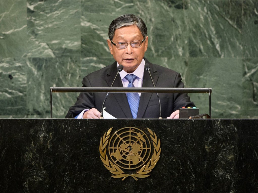 Kyaw Tint Swe, Union Minister for the Office of the State Counsellor of the Republic of the Union of Myanmar, addresses the seventy-third session of the United Nations General Assembly.