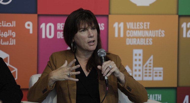 Claire Melamed, Executive Director, Global Partnership for Sustainable Development Data, at the United Nations SDG Media Zone on 27 September 2018.