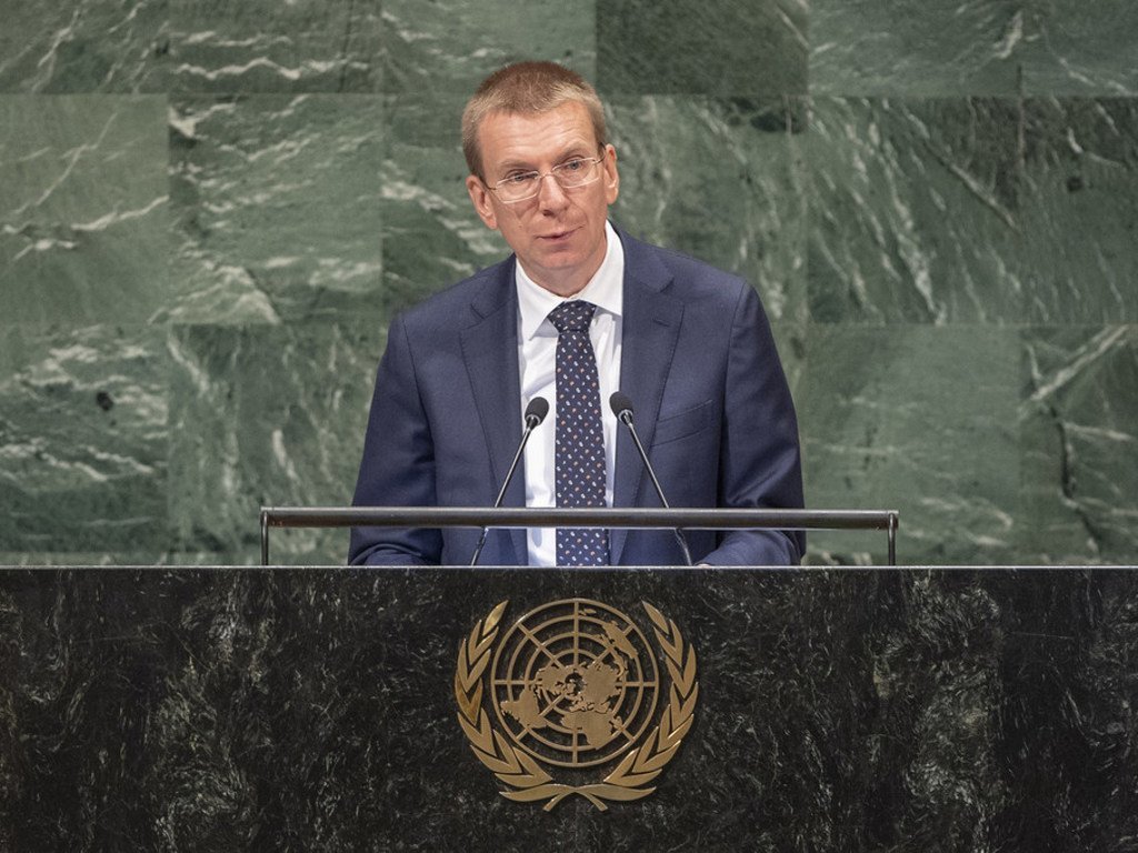拉脱维亚外交部长埃德加斯 •林克维奇在联大第73届会议一般性辩论中发言。