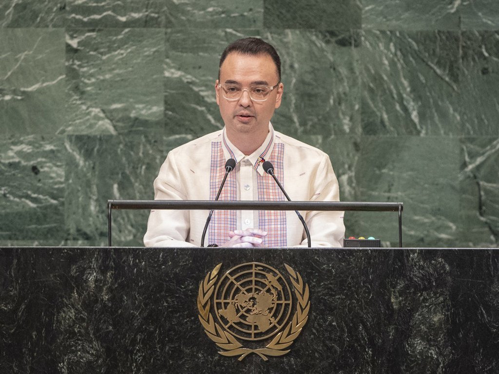 Alan Peter Cayetano, Secretary for Foreign Affairs of the Philippines, addresses the seventy-third session of the United Nations General Assembly.